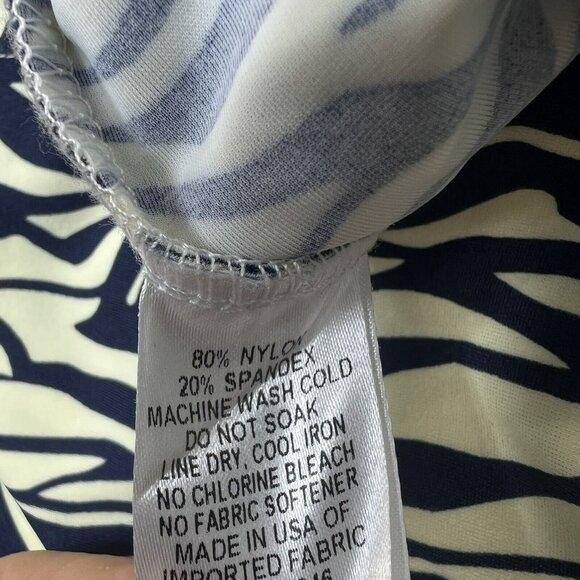 Jude Connally Dress Womens M Blue Cream Jude Cloth 3/4 Sleeve Stretch - Picture 9 of 9